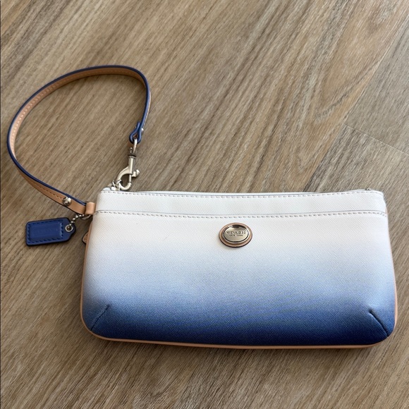 Coach Handbags - Coach Ombre Blue and Cream Wristlet